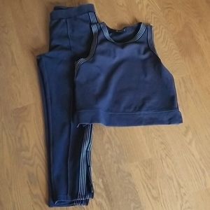 Athleta track outfit black white s m pants tank